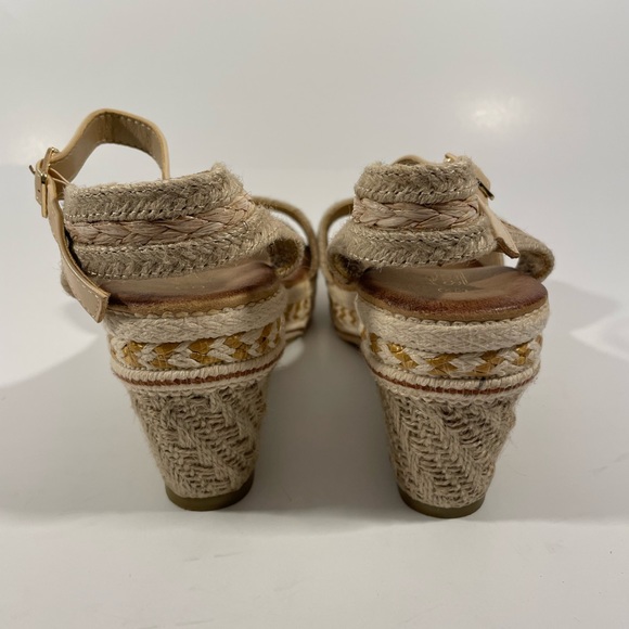 Women’s Size 10 Open Toe Espadrille Ankle Strap Wedge Sandals, Beige, New - Picture 5 of 8